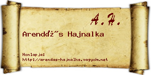 Arendás Hajnalka névjegykártya
